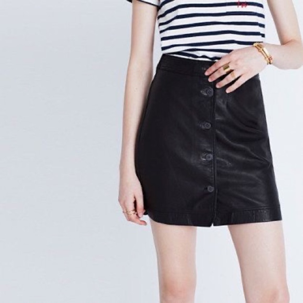 NWT madewell black leather skirt